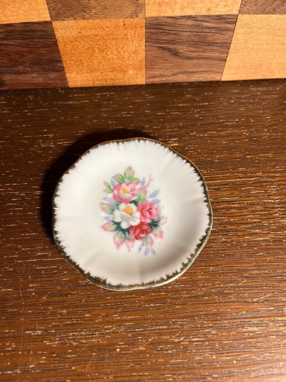Small Rose Pattern Glided Butter Pat Size Saucer A354